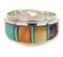 Southwestern Multicolor Inlay Sterling Silver Ring Size 7-3/4 PS58196